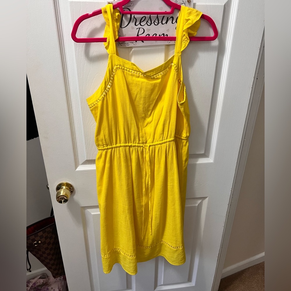 Loft yellow tie waist dress